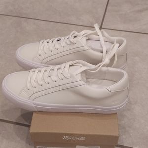 Madewell Leather White Sidewalk Low-Top Sneakers